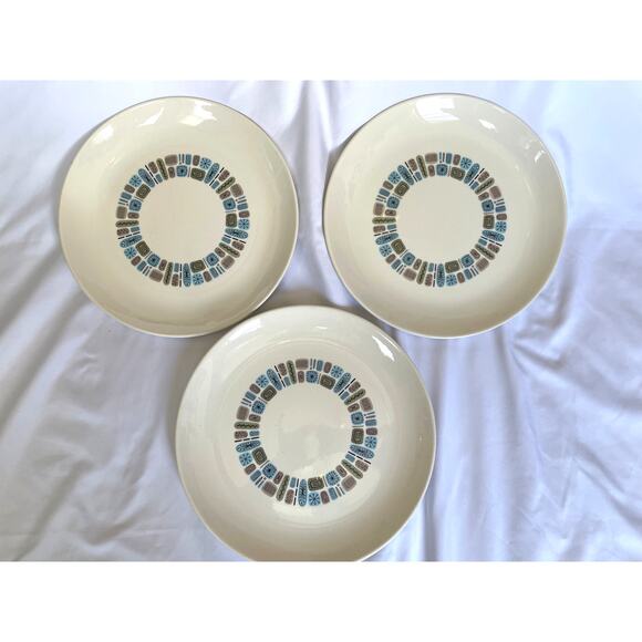 Set of 3 Vintage MCM Temporama Abstract Atomic Canonsburg Pottery 10" Plate Dish - Picture 1 of 5